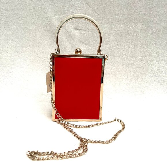 NWT Applique face Acrylic clutch/crossbody bag - Picture 9 of 13